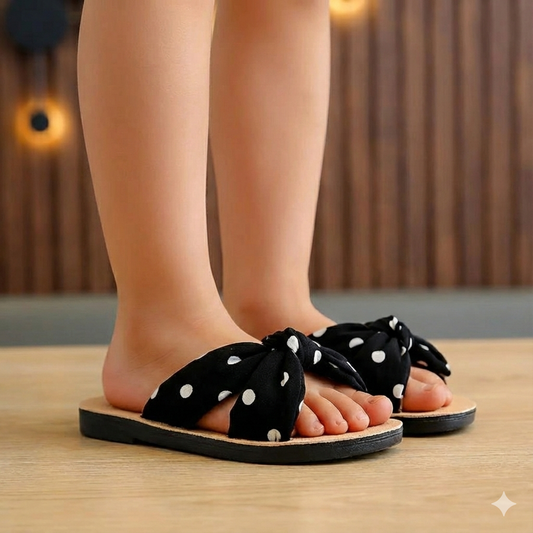 Girls' Polka Dot Bow Sandals - Cute Summer Slides
