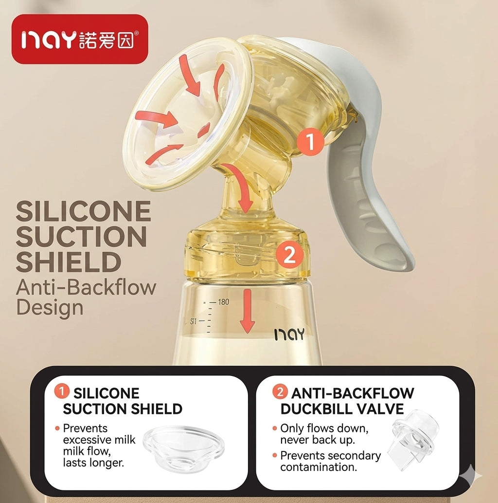 Nuoaiin Manual Breast Pump – Strong Suction & Comfort Massage Milk Extractor