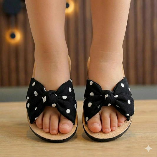 Girls' Polka Dot Bow Sandals - Cute Summer Slides