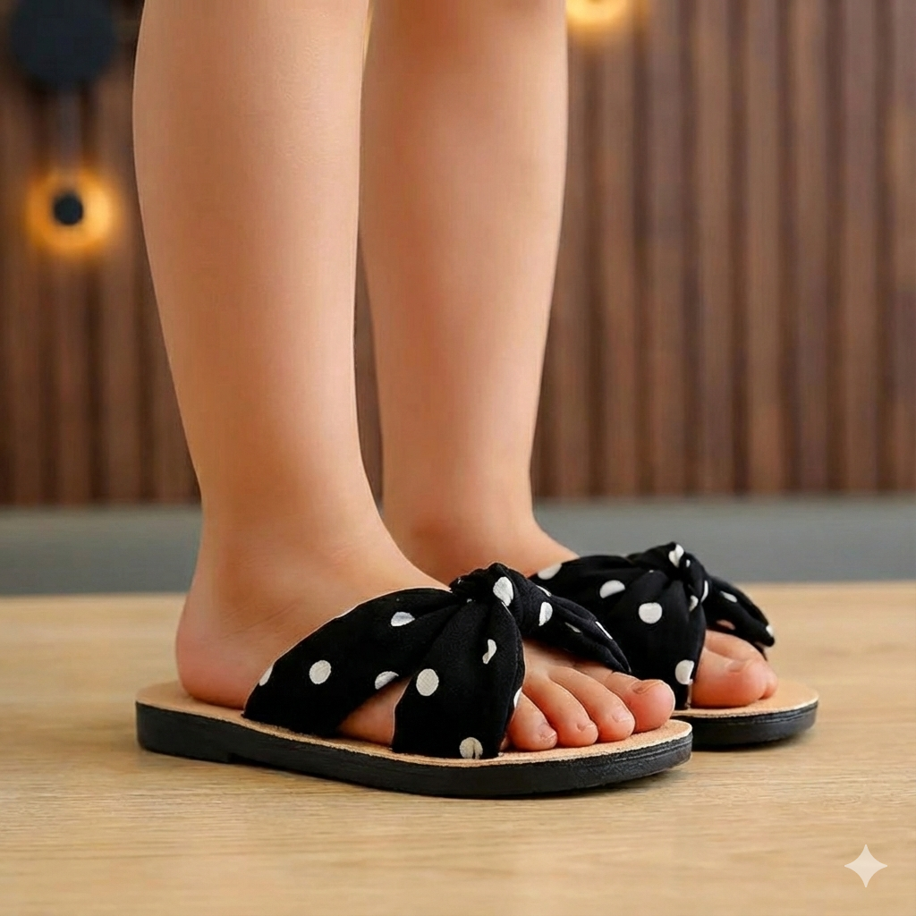 Girls' Polka Dot Bow Sandals - Cute Summer Slides
