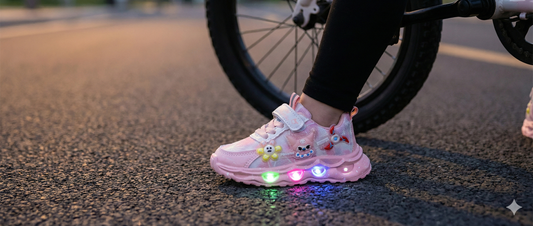 Kids' Stylish Pink Daisy Flower Light-Up Sneakers - Comfortable Hook-and-Loop Casual Shoes