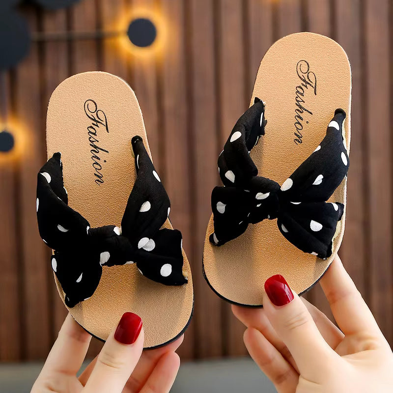 Girls' Polka Dot Bow Sandals - Cute Summer Slides