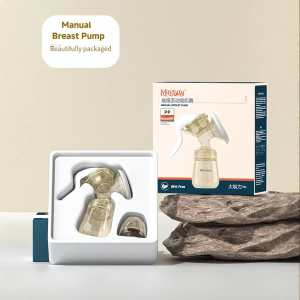 Minitutu Nano Antibacterial Manual Breast Pump – Strong Suction Milk Extractor with Flower Shaped Massage Shield