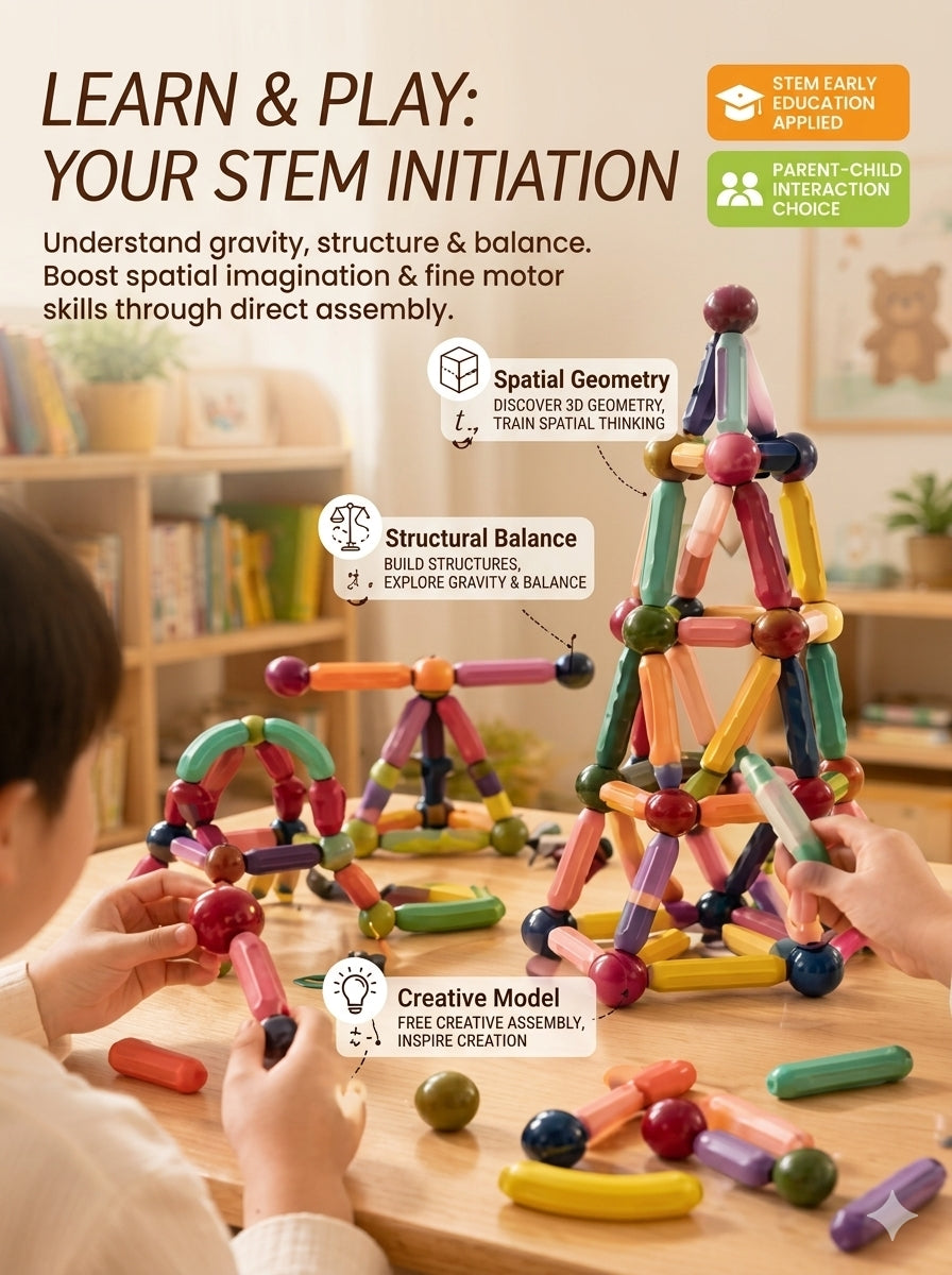 Magnetic Sticks & Balls 3D Construction Set for Kids