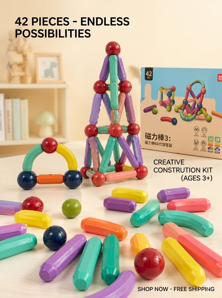 Magnetic Sticks & Balls 3D Construction Set for Kids