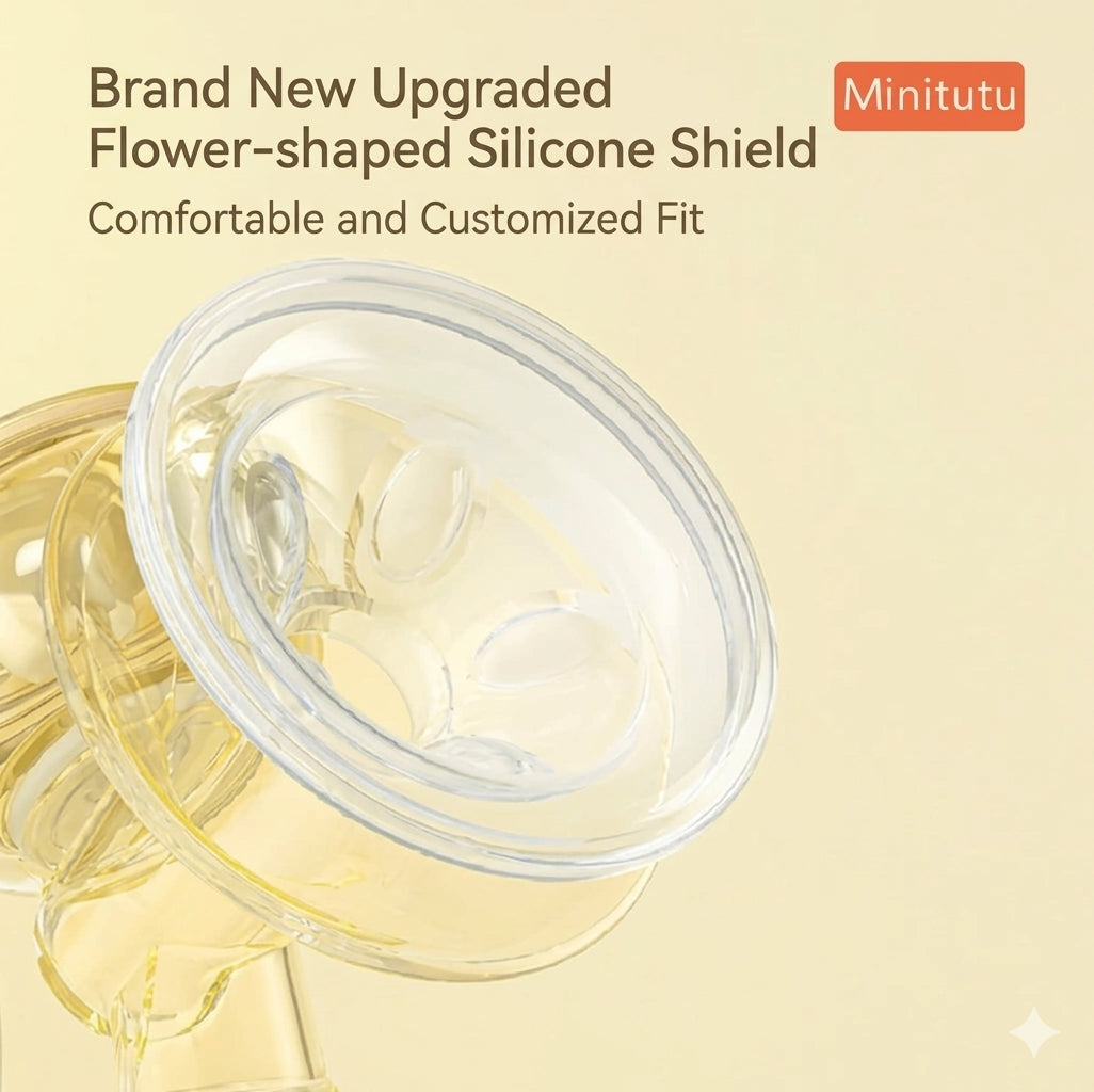 Minitutu Nano Antibacterial Manual Breast Pump – Strong Suction Milk Extractor with Flower Shaped Massage Shield