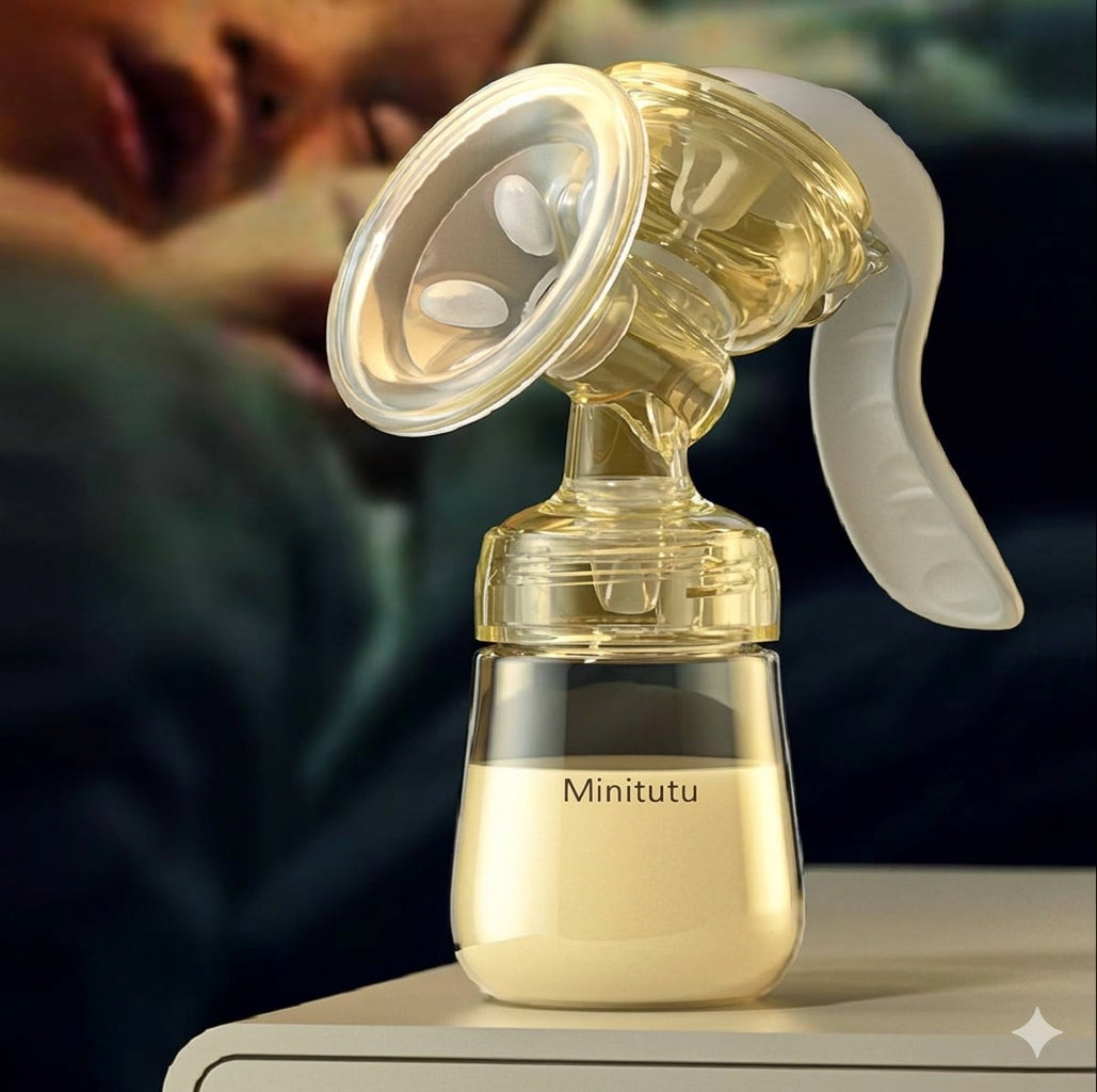 Minitutu Nano Antibacterial Manual Breast Pump – Strong Suction Milk Extractor with Flower Shaped Massage Shield