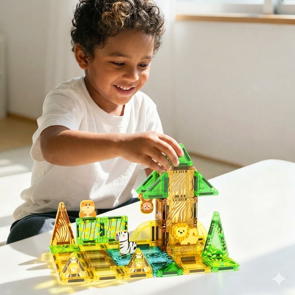 Mag-Paradise Kids Magnetic Building Blocks Set – Forest Animals & Snowman Series