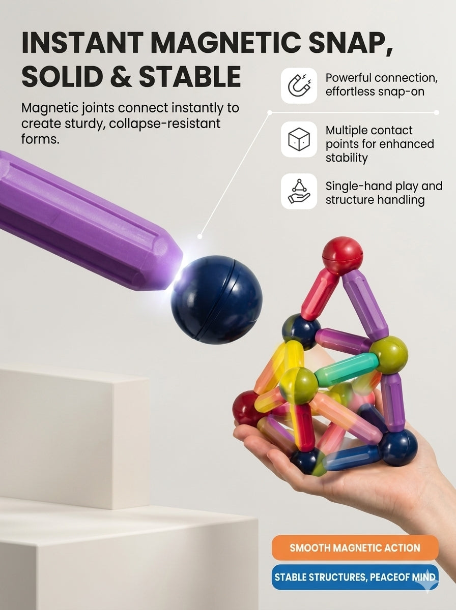 Magnetic Sticks & Balls 3D Construction Set for Kids