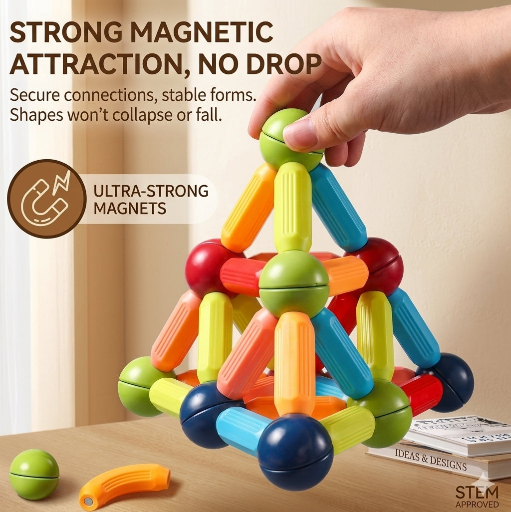 Magnetic Sticks & Balls 3D Construction Set for Kids