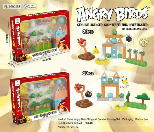 Angry Birds Slingshot Shooting & Building Blocks Play Set (20 Pcs)