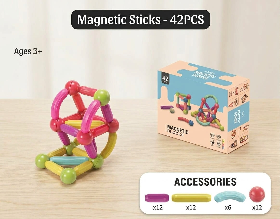 Magnetic Sticks & Balls 3D Construction Set for Kids
